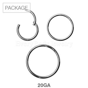 Product 30pc Package of 20 Gauge 316L Surgical Steel Seamless Clicker Ring in Assorted Sizes