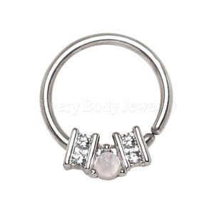 Product 316L Stainless Steel Ornate Multi-Jeweled Seamless Ring / Septum Ring