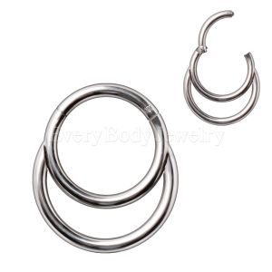 Product 316L Stainless Steel Double Ring Seamless Clicker Ring
