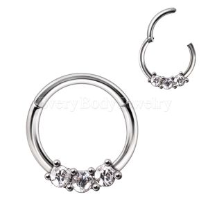 Product 316L Stainless Steel Triple CZ Seamless Clicker Ring