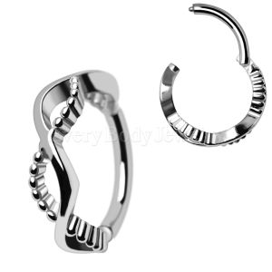 Product 316L Stainless Steel Wave Pattern Seamless Hinged Clicker Ring