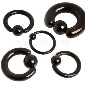 Product Black PVD Plated 316L Surgical Steel Captive Bead Ring with Dimple Ball