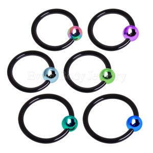 Product Black PVD Plated Captive Bead Ring with Color Ball