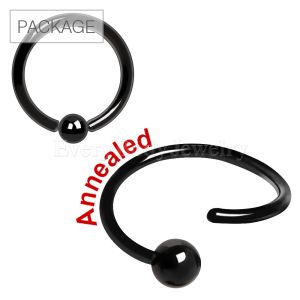 Product 40pc Package of PVD Plated Black One Side Fixed Captive Bead Rings in Assorted Sizes