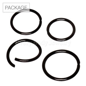 Product 40pc Package of Black PVD Plated Annealed Seamless Ring in Assorted Sizes