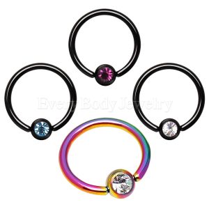 Product PVD Plated Captive Bead Ring with Gemmed Dimple Ball