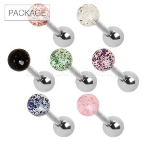 Product 70pc Package of UV Acrylic Metallic Glitter Ball Cartilage Earrings in Assorted Colors