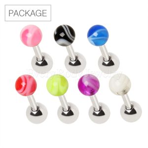 Product 70pc Package of UV Acrylic Marble Ball Cartilage Earrings in Assorted Colors