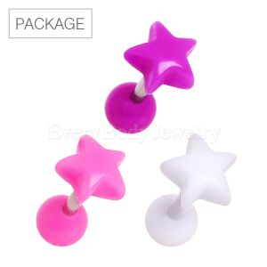Product 30pc Package of 316L Acrylic Star Cartilage Earring in Assorted Colors