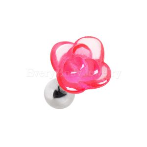 Product 316L Surgical Steel Cartilage Earring with UV Acrylic Rose