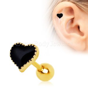 Product Gold Plated Black Heart Cartilage Earring