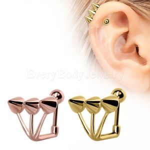 Product Gold Plated "Trident Triple" Spike Cartilage Earring