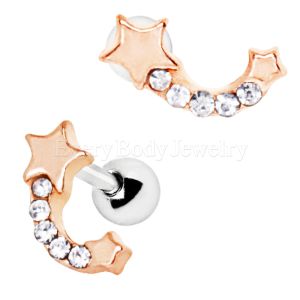 Product Rose Gold Plated Jeweled Shooting Star Cartilage Earring