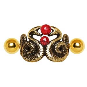 Product Gold Plated Blood Drop Double Snake Cartilage Cuff Earring