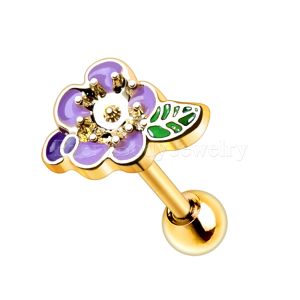 Product Gold Plated Lavender Flower Cartilage Earring