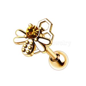 Product Gold Plated Bee and Honeycomb Cartilage Earring