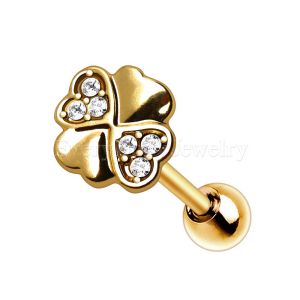 Product Gold Plated Jeweled Clover Cartilage Earring