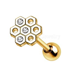 Product Gold Plated Jeweled Honeycomb Cartilage Earring
