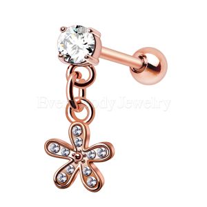 Product Rose Gold Plated Cartilage Earring with Flower Dangle