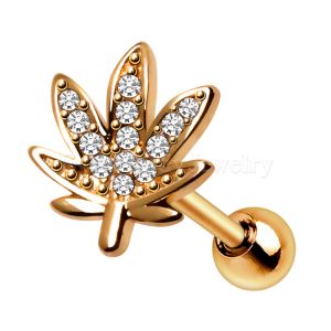 Product Gold Plated Glittering Pot Leaf Cartilage Earring