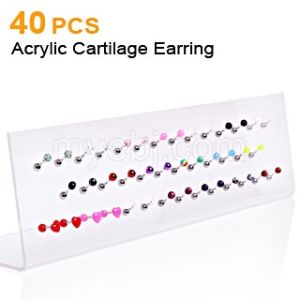 Product 40pc Package of Assorted Acrylic Cartilage Earrings with Display