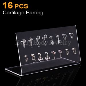 Product 16pc Package of Assorted Cartilage Earrings with Display