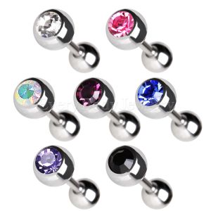 Product 316L Surgical Steel Tragus Ring with Press Fitted Cubic Zirconia Ball