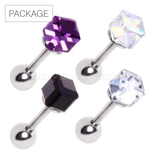 Product 40pc Package of 316L Cubed Prism Cartilage Earrings in Assorted Colors