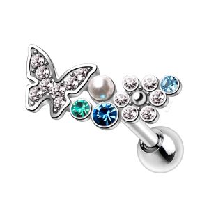 Product 316L Stainless Steel Butterfly and Flower Cartilage Earring