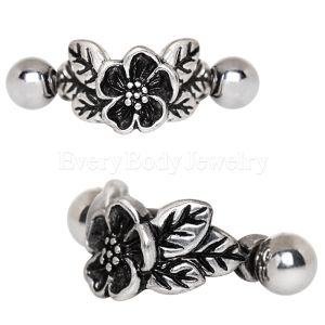 Product 316L Stainless Steel Hibiscus Flower Cartilage Cuff Earring