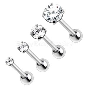 Product 316L Stainless Steel Prong Set CZ Triple Helix / Cartilage Earring