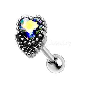 Product 316L Stainless Steel Ornate Aurora Borealis Heart Cartilage Earring