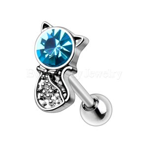 Product 316L Stainless Steel Aqua Bow Tie Cat Cartilage Earring