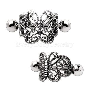 Product 316L Stainless Steel Ornate Butterfly Cartilage Cuff Earring