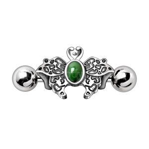 Product 316L Stainless Steel Ornate Green Butterfly Cartilage Cuff Earring