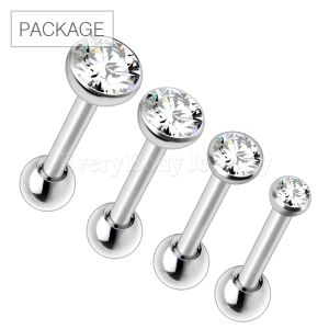 Product 40pc Package of 316L Stainless Steel Press Fit CZ Triple Helix / Cartilage Earring in Assorted Sizes