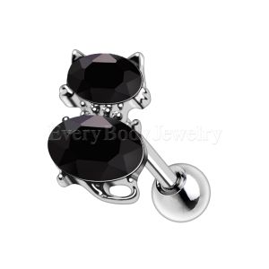 Product 316L Stainless Steel Fancy Black Cat Cartilage Earring