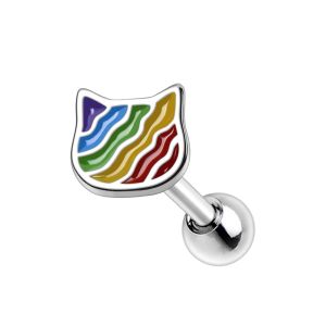 Product 316L Stainless Steel Rainbow Cat Cartilage Earring