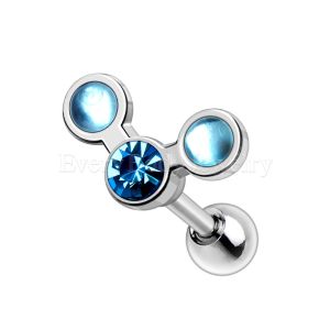 Product 316L Stainless Steel Blue Triple Circle Cartilage Earring