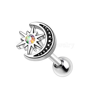Product 316L Stainless Steel Aurora Star and Moon Cartilage Earring