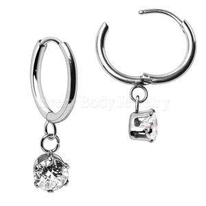 Product 316L Stainless Steel Prong Set CZ Dangle Clicker Ring