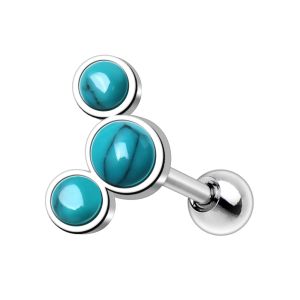 Product 316L Stainless Steel Triple Turquoise Cartilage Earring