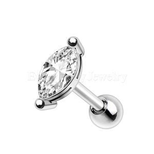 Product 316L Stainless Steel Marquise Cut Clear CZ Cartilage Earring