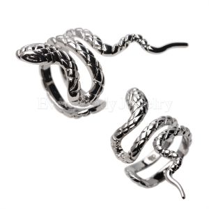 Product 316L Stainless Steel Snake Double Ring Fake Cartilage Ear Cuff