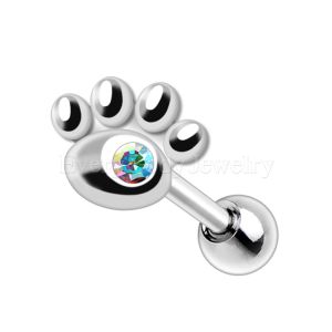 Product 316L Stainless Steel Aurora Borealis Dog Paw Cartilage Earring