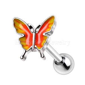 Product 316L Stainless Steel Orange Butterfly Cartilage Earring