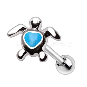 Product 316L Stainless Steel Aqua Heart Sea Turtle Cartilage Earring