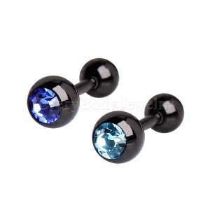 Product PVD Plated Tragus Ring with Press Fitted Cubic Zirconia Ball