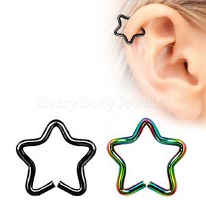 Product PVD Plated Star Shaped Cartilage Earring