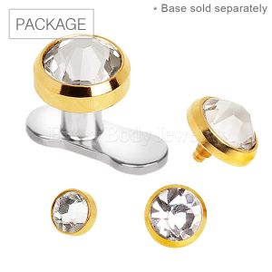 Product 30pc Package of Gold Plated Clear CZ Dermal Top in Assorted Sizes